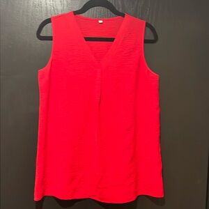 Red Flowy Sleeveless Shirt - Med
